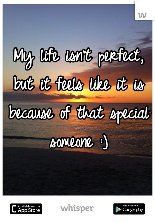 My life isn't perfect, but it feels like it is because of that special someone :)