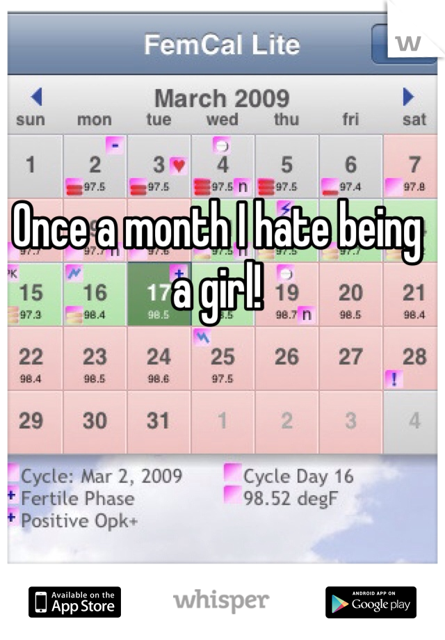 Once a month I hate being a girl!