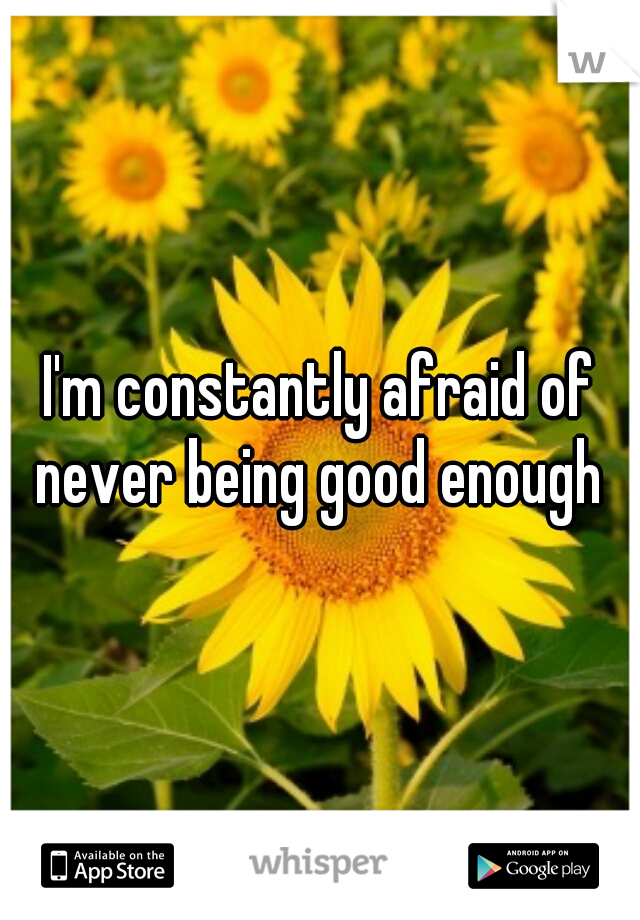 I'm constantly afraid of never being good enough 
