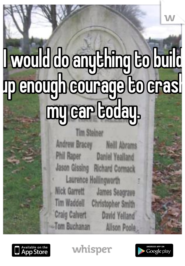 I would do anything to build up enough courage to crash my car today. 