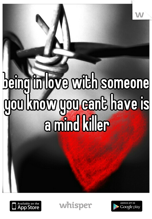 being in love with someone you know you cant have is a mind killer