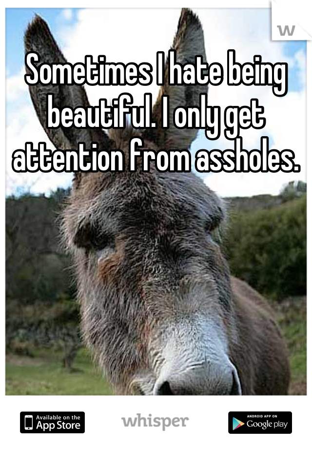 Sometimes I hate being beautiful. I only get attention from assholes.