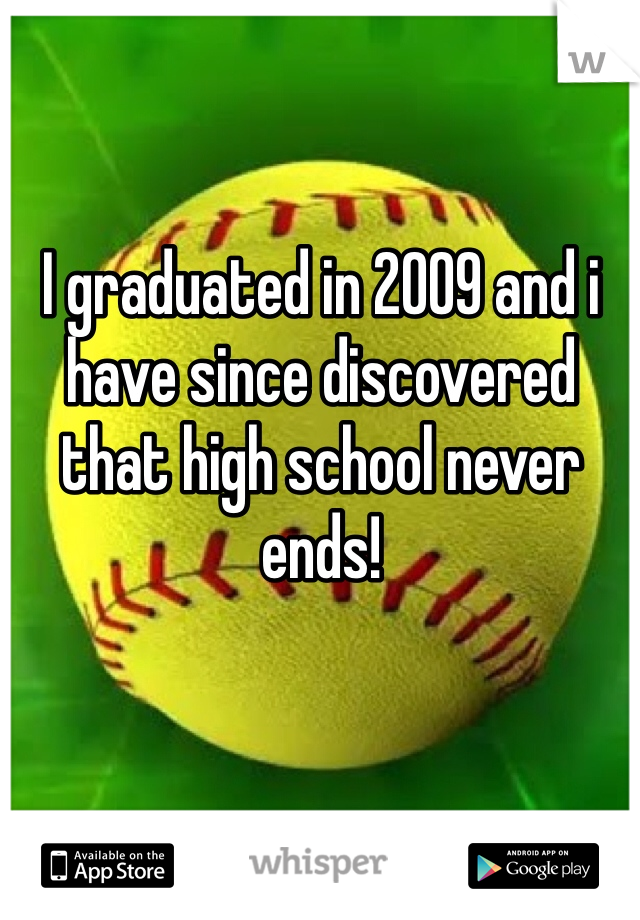 I graduated in 2009 and i have since discovered that high school never ends! 