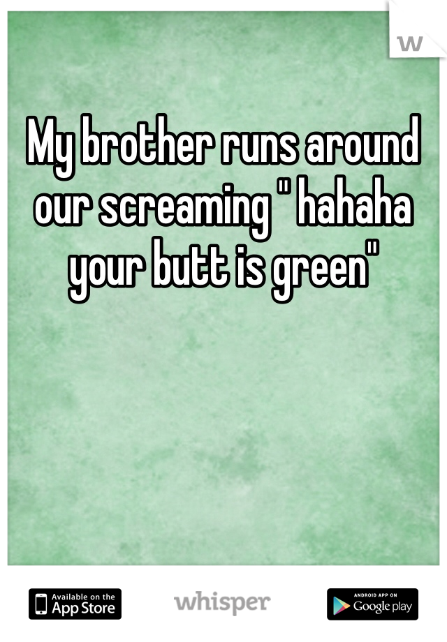 My brother runs around our screaming " hahaha your butt is green"