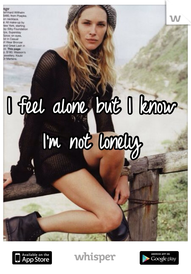 I feel alone but I know I'm not lonely
