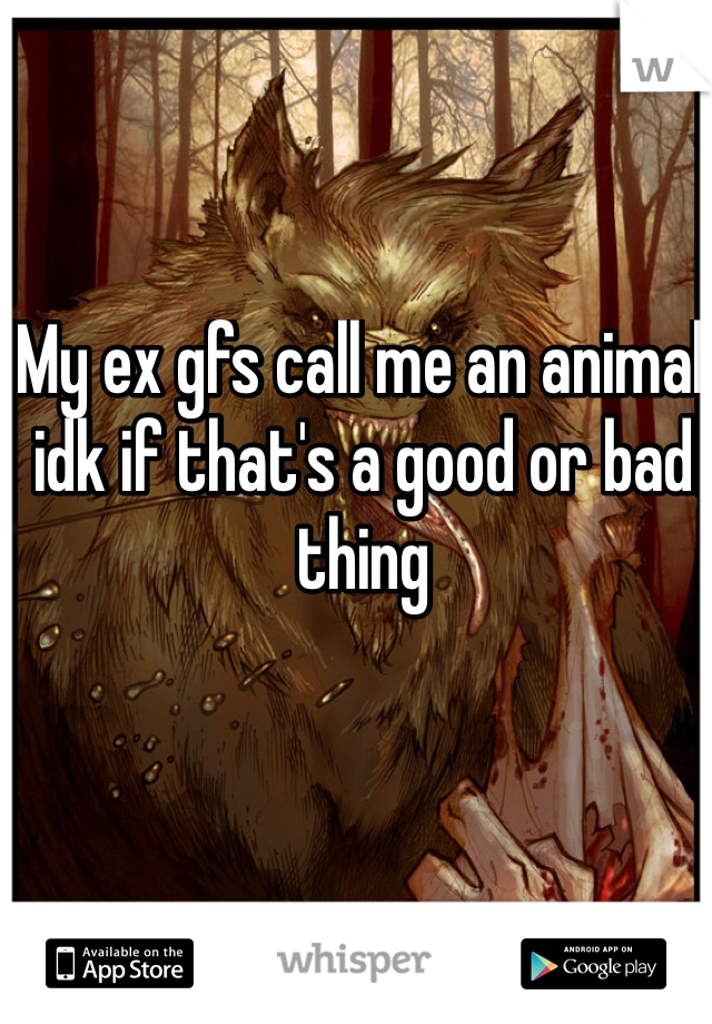 My ex gfs call me an animal idk if that's a good or bad thing