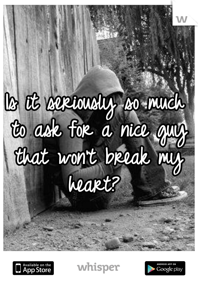 Is it seriously so much to ask for a nice guy that won't break my heart? 