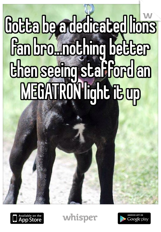 Gotta be a dedicated lions fan bro...nothing better then seeing stafford an MEGATRON light it up