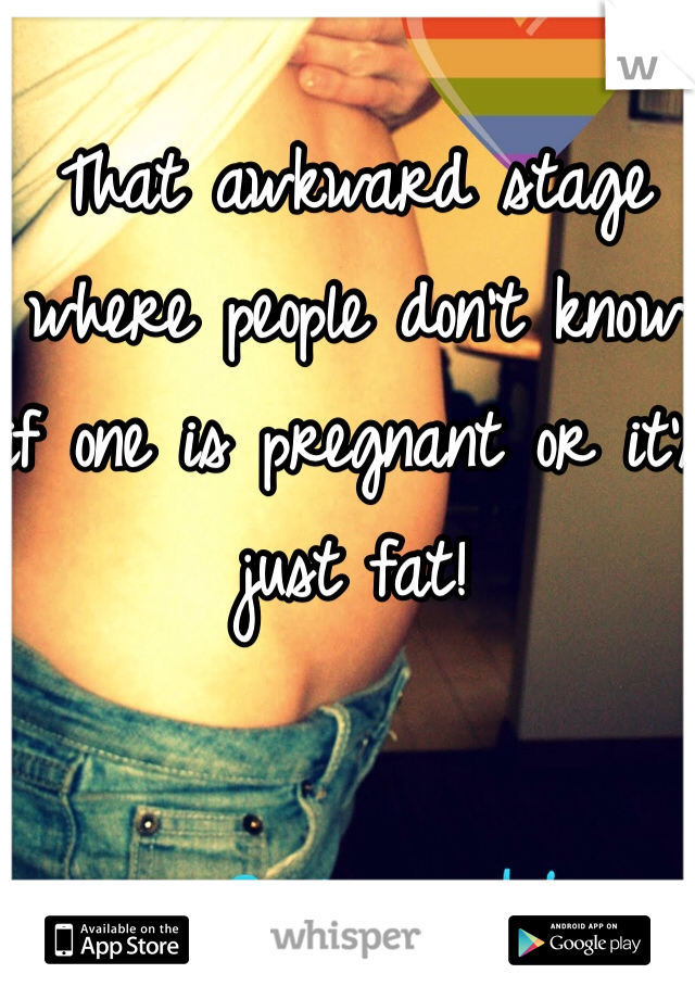 That awkward stage where people don't know if one is pregnant or it's just fat! 
