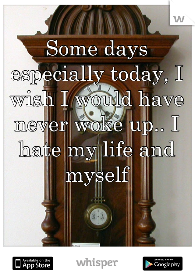 Some days especially today, I wish I would have never woke up.. I hate my life and myself
