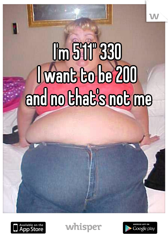 I'm 5'11" 330 
I want to be 200 
and no that's not me