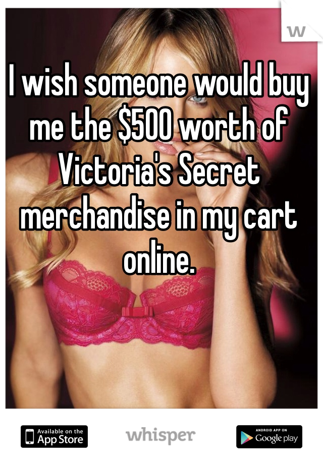 I wish someone would buy me the $500 worth of Victoria's Secret merchandise in my cart online. 