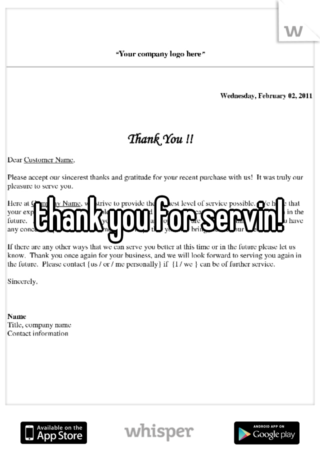 thank you for servin!