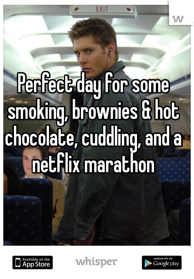 Perfect day for some smoking, brownies & hot chocolate, cuddling, and a netflix marathon