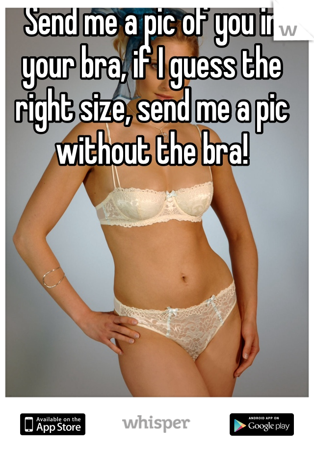 Send me a pic of you in your bra, if I guess the right size, send me a pic without the bra!