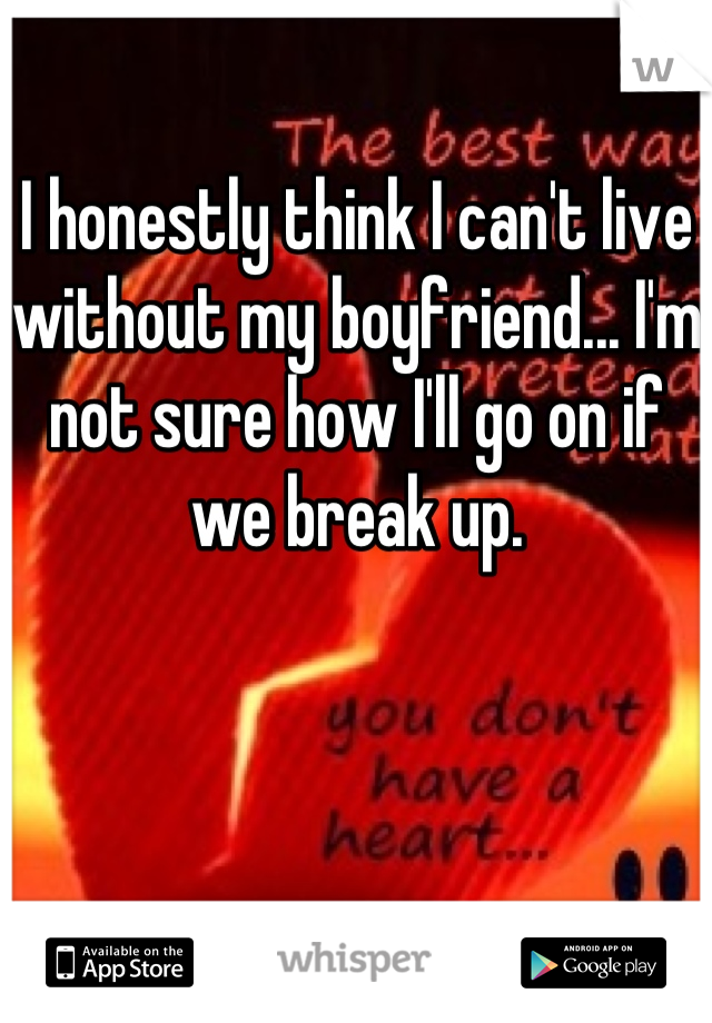 I honestly think I can't live without my boyfriend... I'm not sure how I'll go on if we break up.