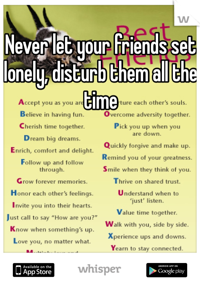 Never let your friends set lonely, disturb them all the time