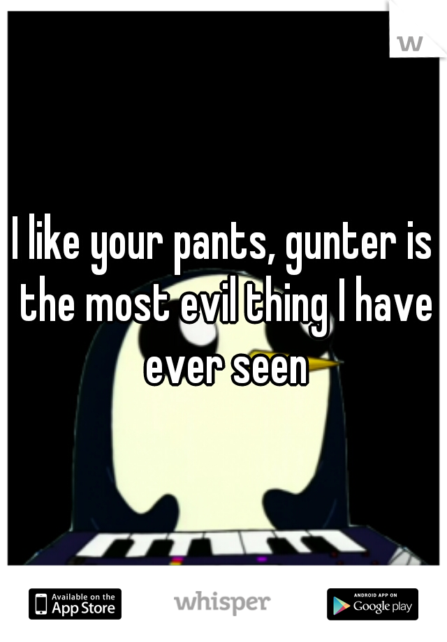 I like your pants, gunter is the most evil thing I have ever seen