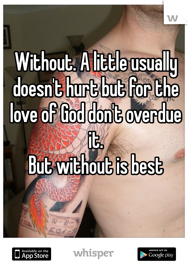 Without. A little usually doesn't hurt but for the love of God don't overdue it.
But without is best 