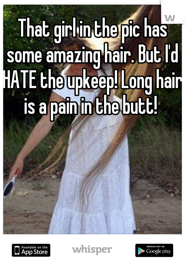 That girl in the pic has some amazing hair. But I'd HATE the upkeep! Long hair is a pain in the butt! 