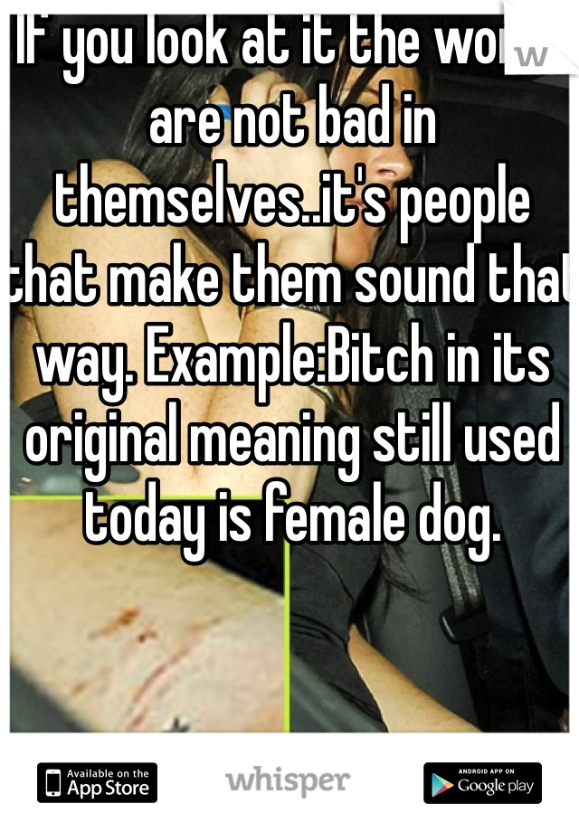 If you look at it the words are not bad in themselves..it's people that make them sound that way. Example:Bitch in its original meaning still used today is female dog. 
