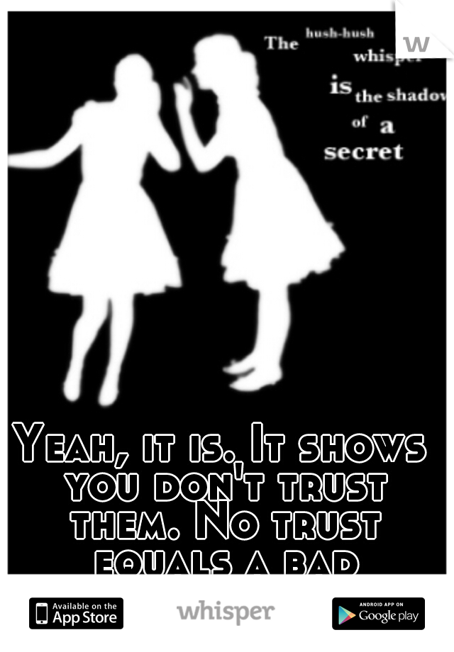 Yeah, it is. It shows you don't trust them. No trust equals a bad relationship.