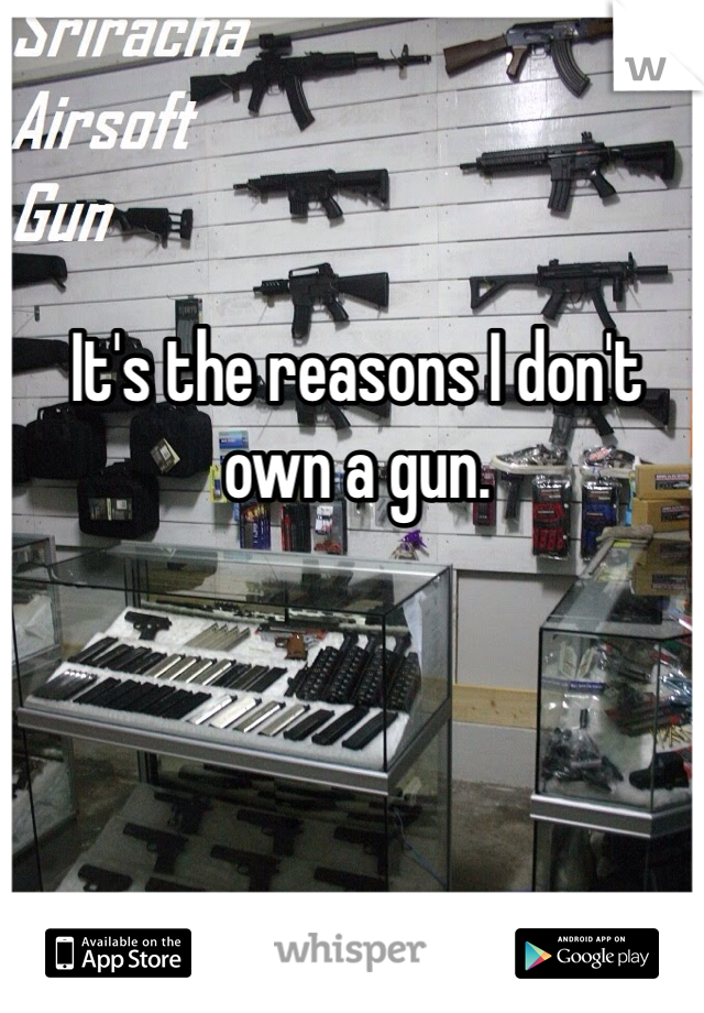 It's the reasons I don't own a gun. 