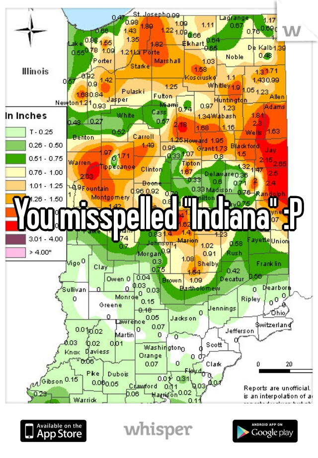 You misspelled "Indiana" :P