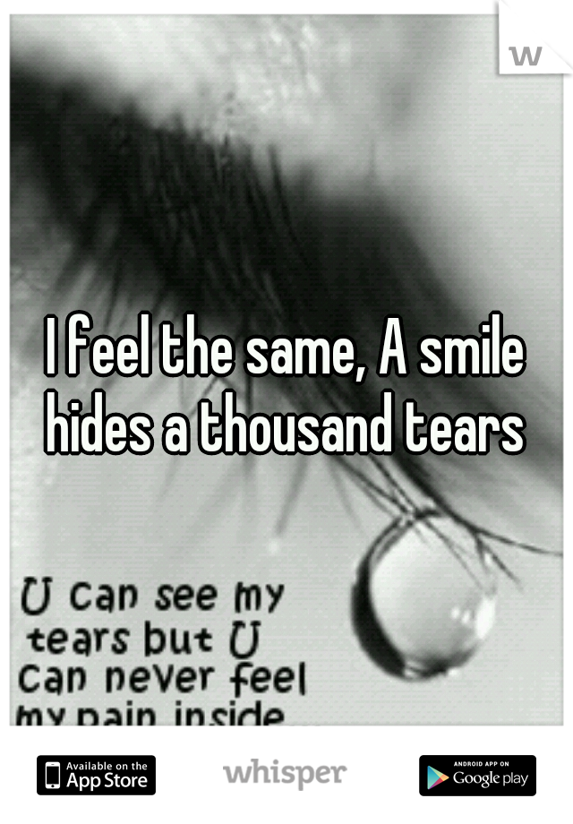 I feel the same, A smile hides a thousand tears 