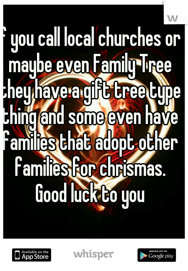 If you call local churches or maybe even Family Tree they have a gift tree type thing and some even have families that adopt other families for chrismas. Good luck to you