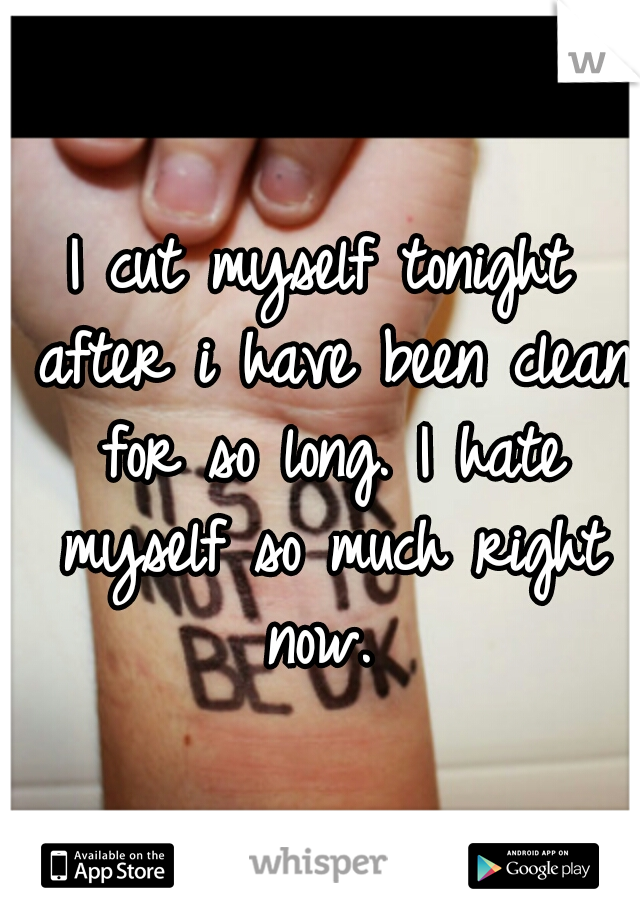 I cut myself tonight after i have been clean for so long. I hate myself so much right now. 