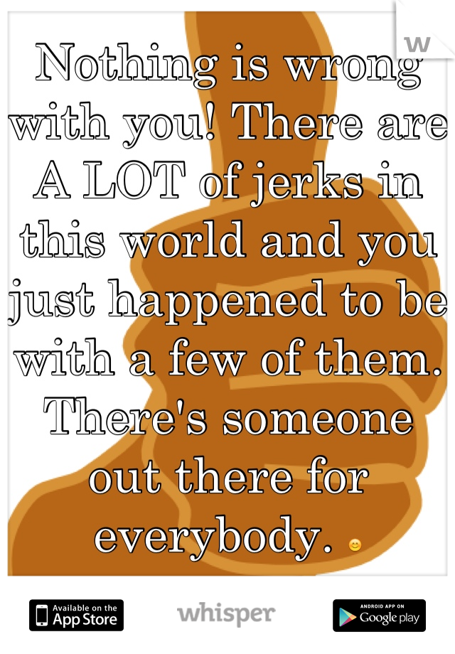 Nothing is wrong with you! There are A LOT of jerks in this world and you just happened to be with a few of them. There's someone out there for everybody. 😊
