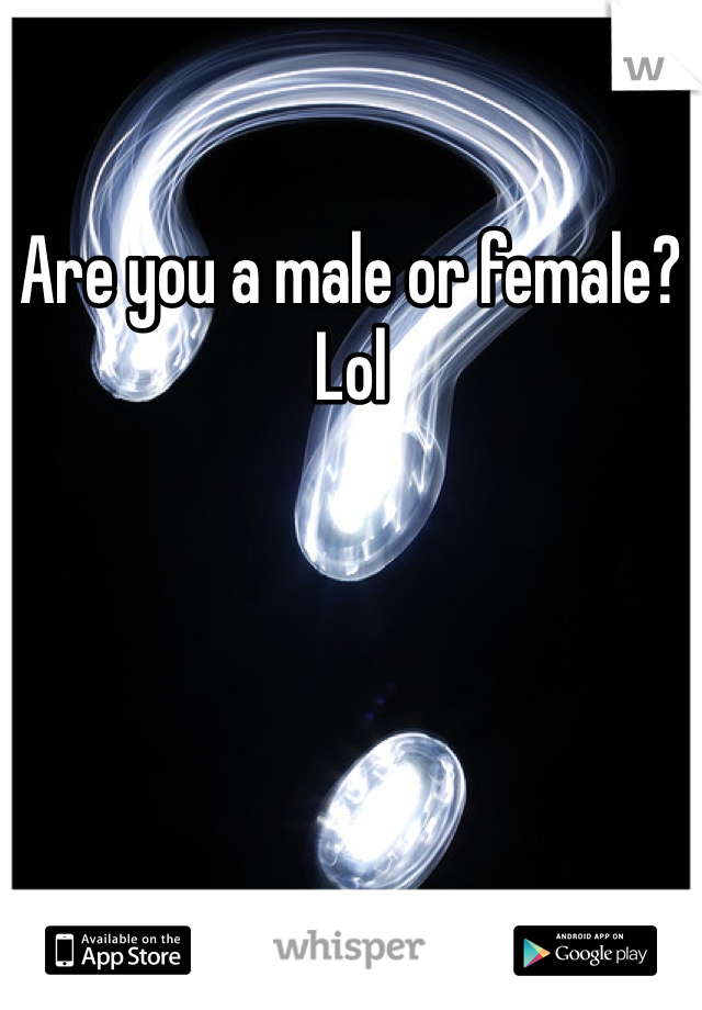 Are you a male or female? Lol