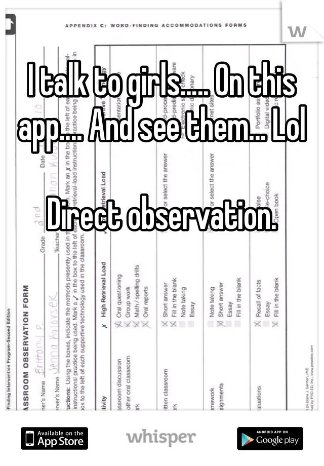 I talk to girls..... On this app.... And see them... Lol

Direct observation.