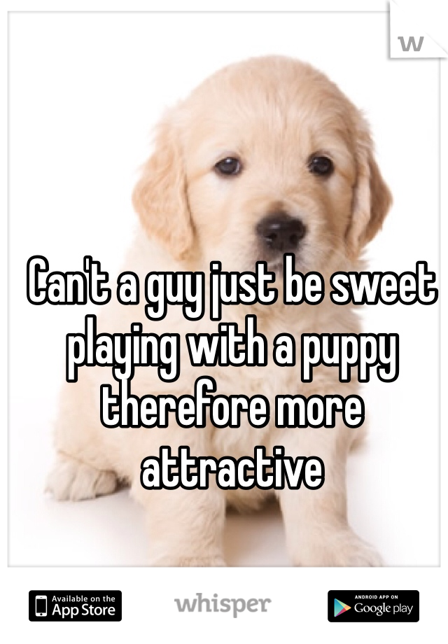 Can't a guy just be sweet playing with a puppy therefore more attractive 