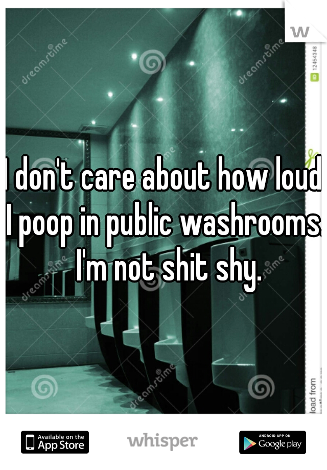 I don't care about how loud I poop in public washrooms.  I'm not shit shy.
