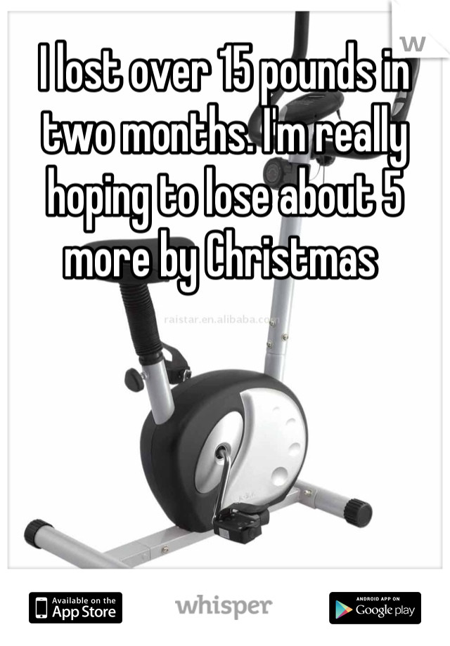 I lost over 15 pounds in two months. I'm really hoping to lose about 5 more by Christmas 