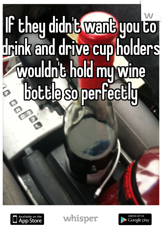 If they didn't want you to drink and drive cup holders wouldn't hold my wine bottle so perfectly