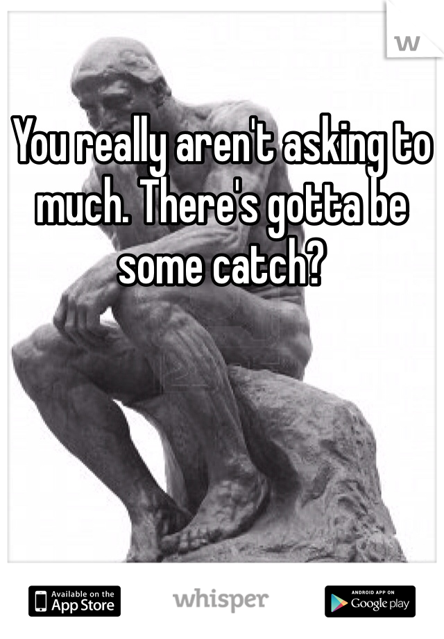 You really aren't asking to much. There's gotta be some catch? 