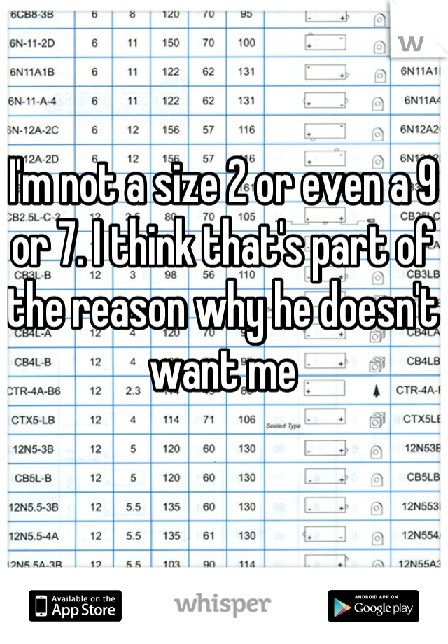 I'm not a size 2 or even a 9 or 7. I think that's part of the reason why he doesn't want me