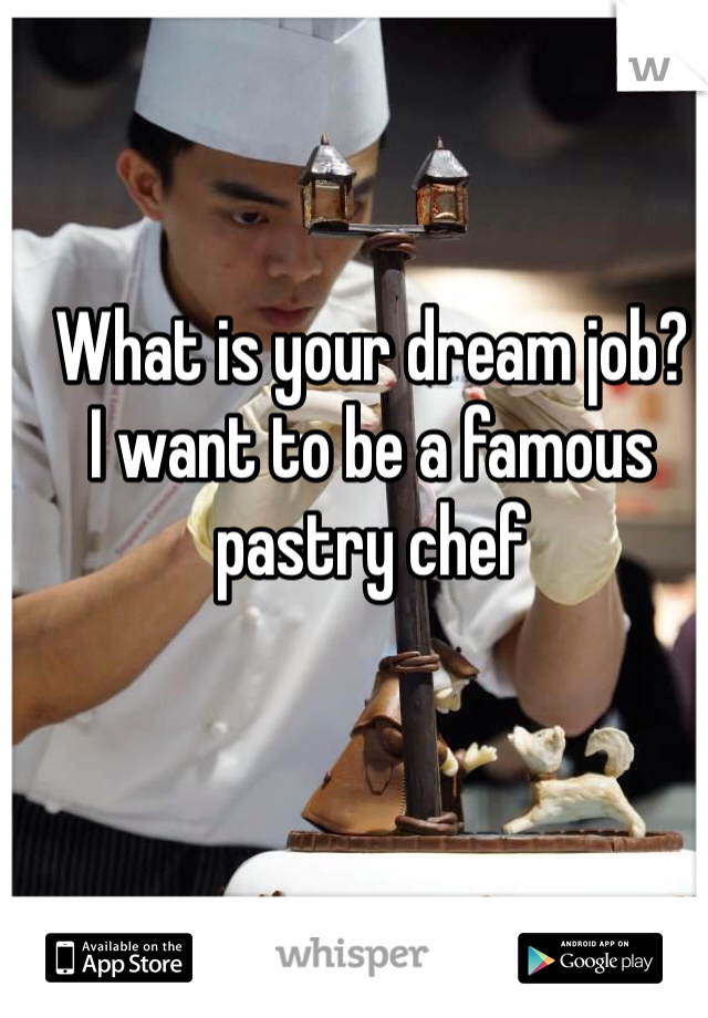 What is your dream job? 
I want to be a famous pastry chef 
