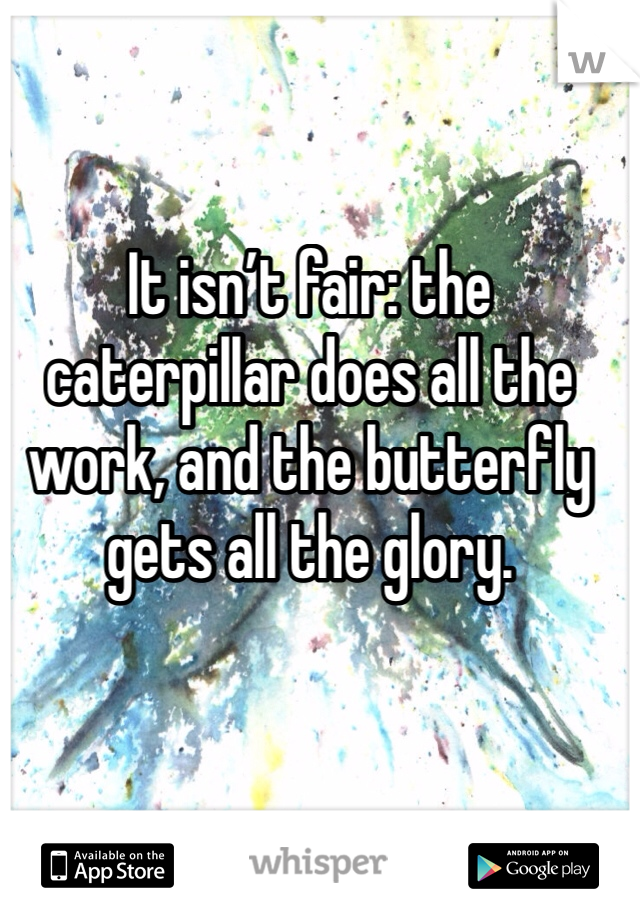 It isn’t fair: the caterpillar does all the work, and the butterfly gets all the glory.