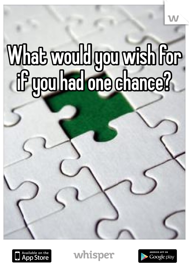 What would you wish for if you had one chance? 