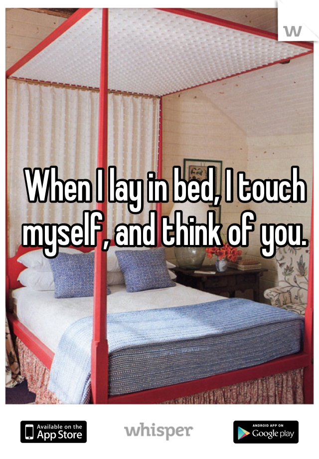 When I lay in bed, I touch myself, and think of you.