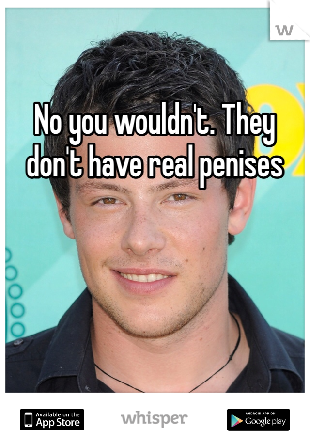 No you wouldn't. They don't have real penises
