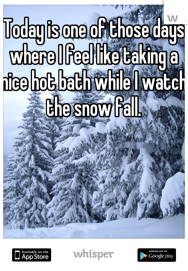 Today is one of those days where I feel like taking a nice hot bath while I watch the snow fall.