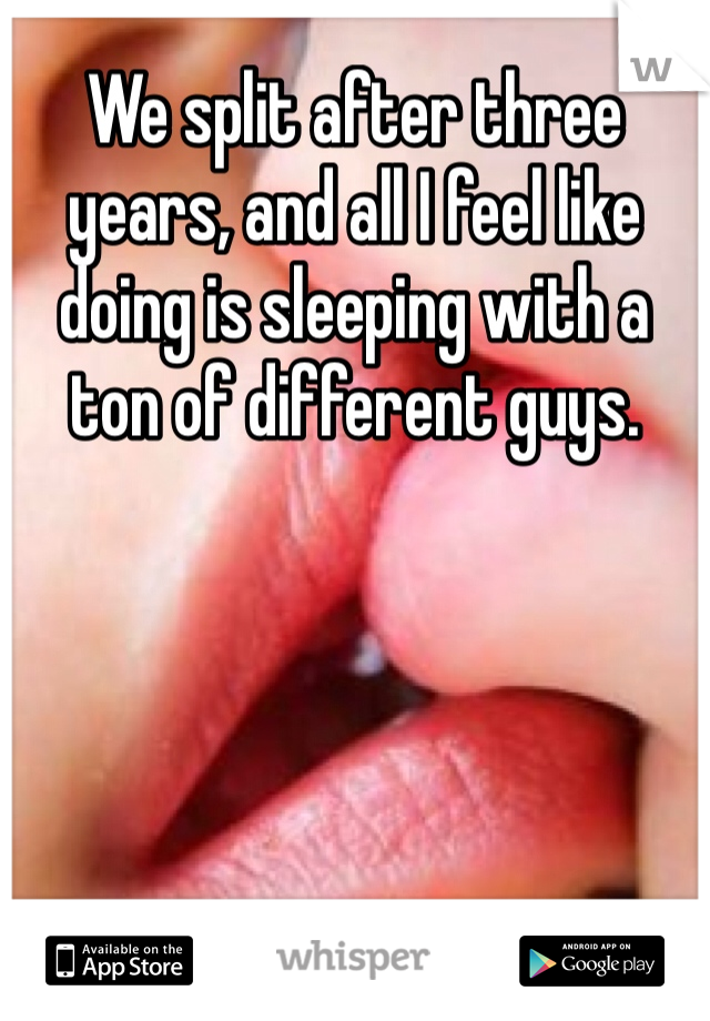 We split after three years, and all I feel like doing is sleeping with a ton of different guys. 