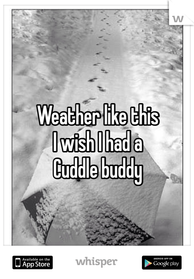 Weather like this
I wish I had a
Cuddle buddy 