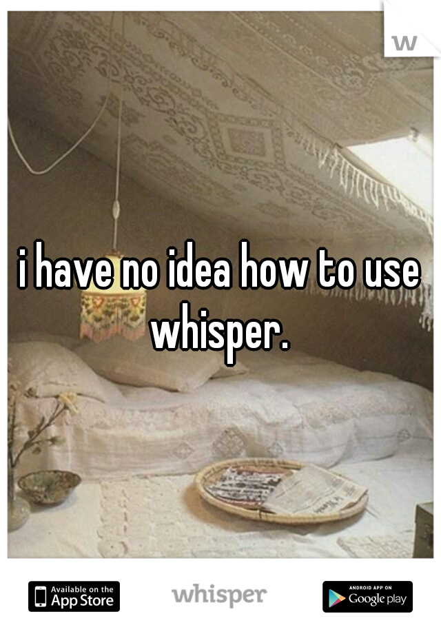 i have no idea how to use whisper. 