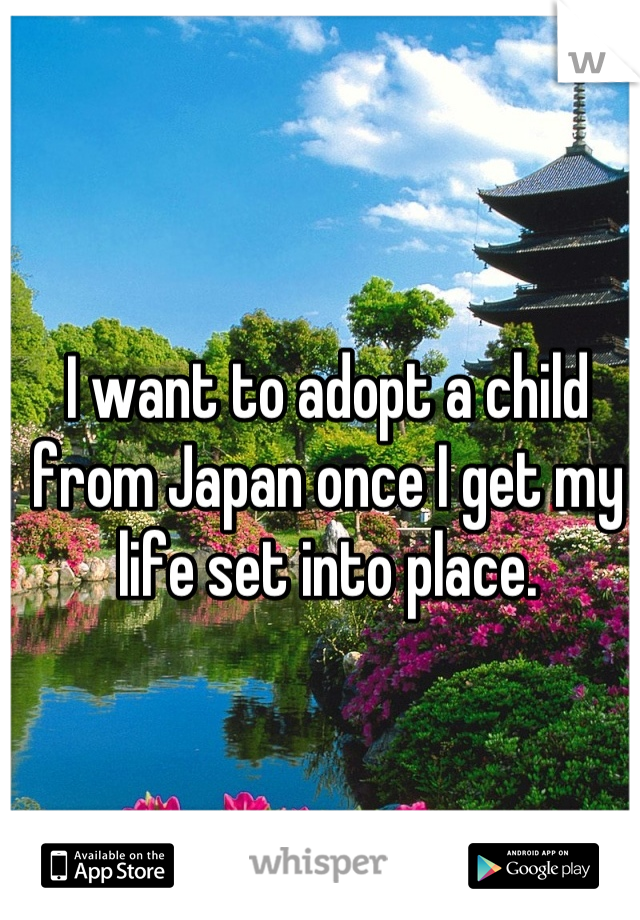 I want to adopt a child from Japan once I get my life set into place.
